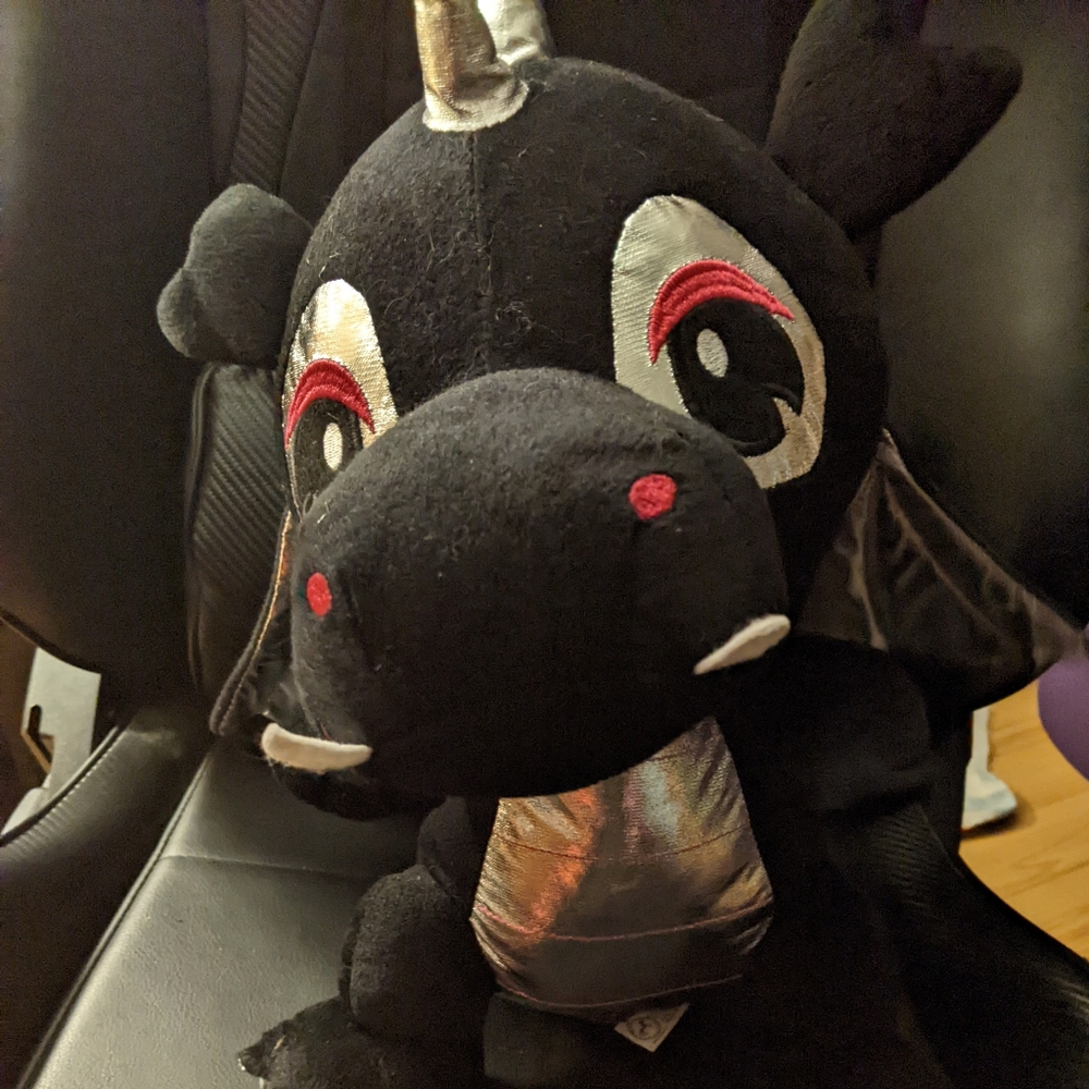 Carousel Soft Toys Black and Silver Dragon